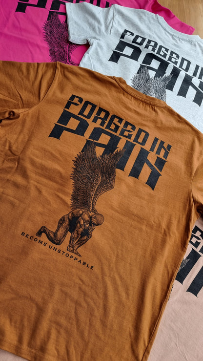 "FORGED IN PAIN" - OVERSIZE Toffee T-Shirt