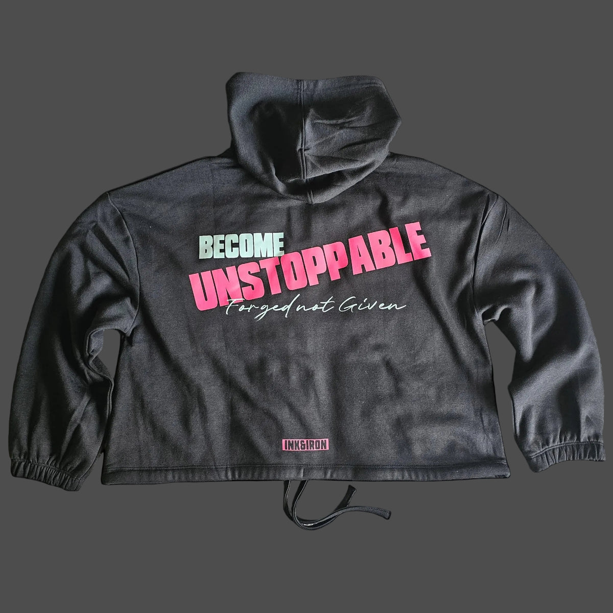 ZIP CROP HOODIE "FORGED NOT GIVEN"