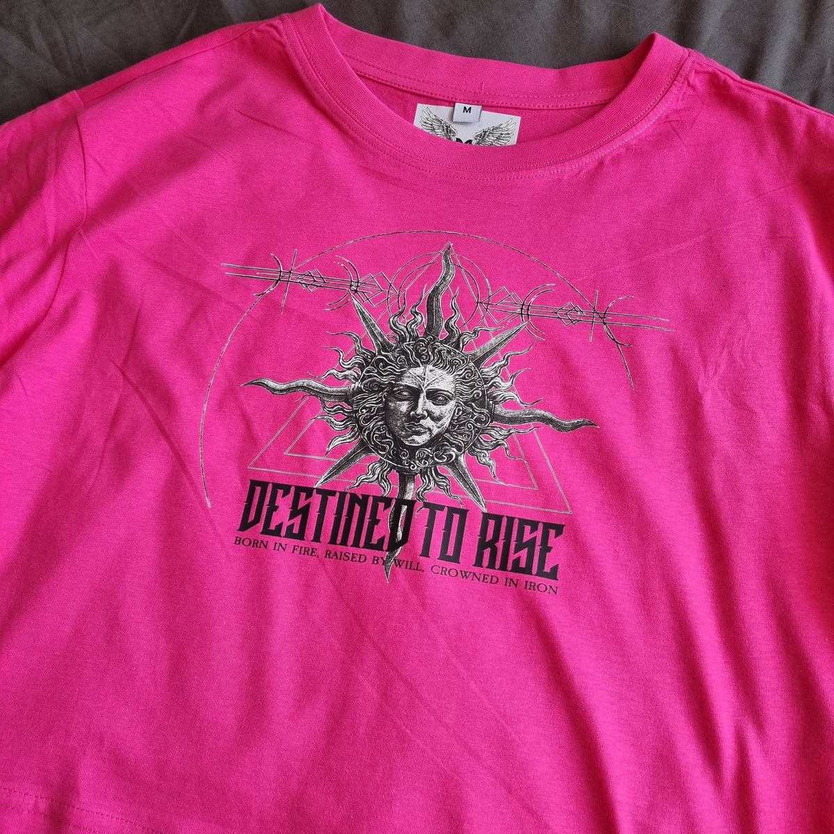 ASHES TO IRON WOMENS HOT PINK CROP T-SHIRT