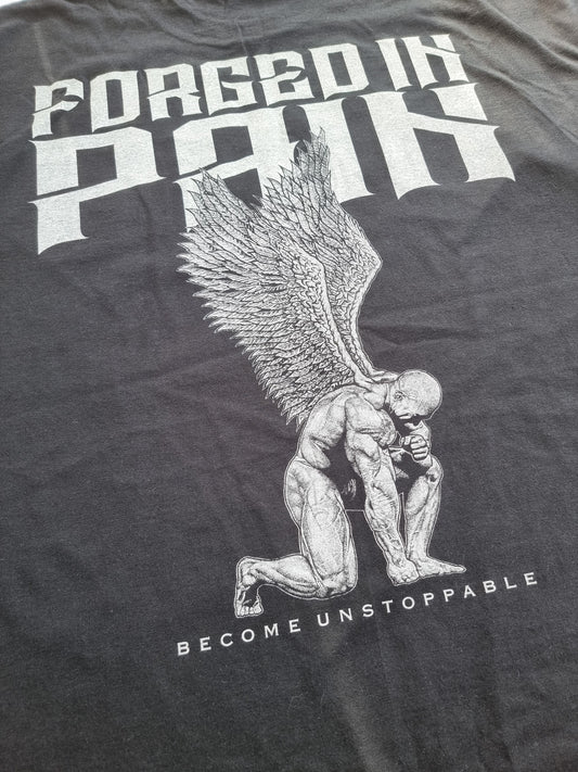 Oversize+ BLACK "FORGED IN PAIN" T-Shirt