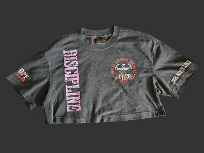 VINTAGE WASH BLACK CROP TEE - IRON NEVER LIES