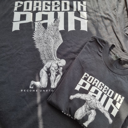 Oversize+ BLACK "FORGED IN PAIN" T-Shirt
