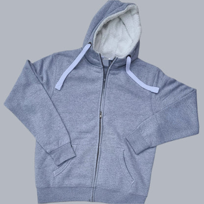 "FORGED IN PAIN" - Ultimate Sherpa Grey Zip Hoodie