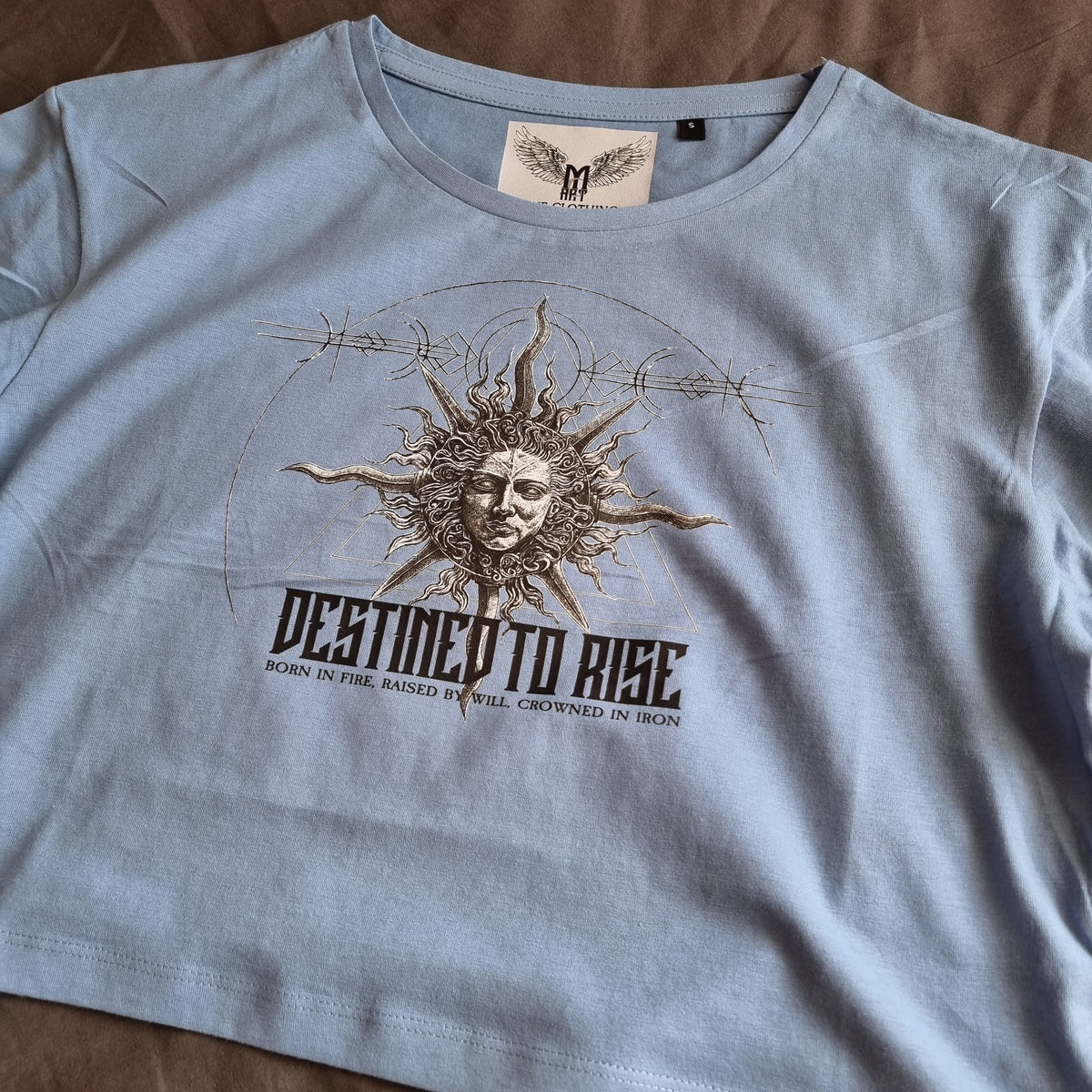 ASHES TO IRON WOMENS BLUE OVERSIZE CROP T-SHIRT