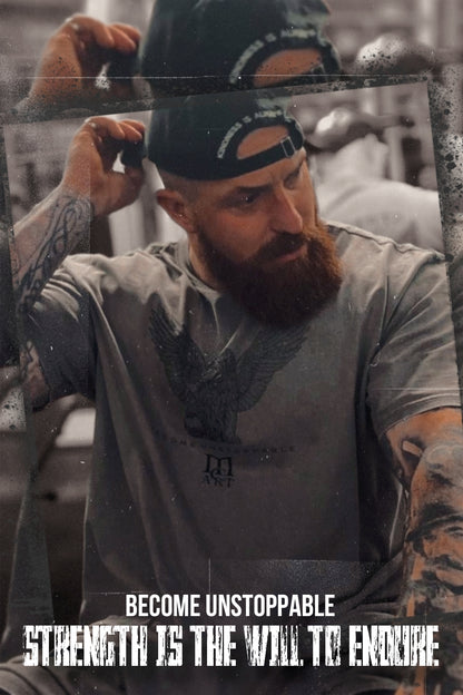 "STRENGTH" - Unique OVERSIZE Acid Wash Granite T-Shirt
