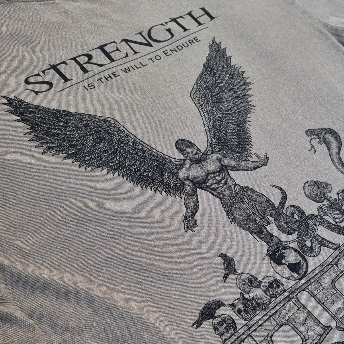 "STRENGTH" - Unique OVERSIZE Acid Wash Dust Storm T-Shirt