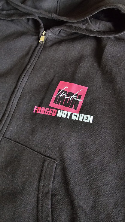 ZIP CROP HOODIE "FORGED NOT GIVEN"