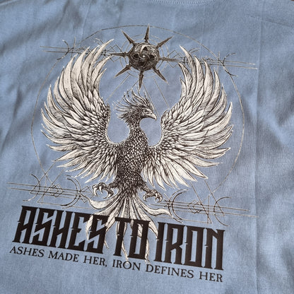 ASHES TO IRON WOMENS BLUE OVERSIZE CROP T-SHIRT