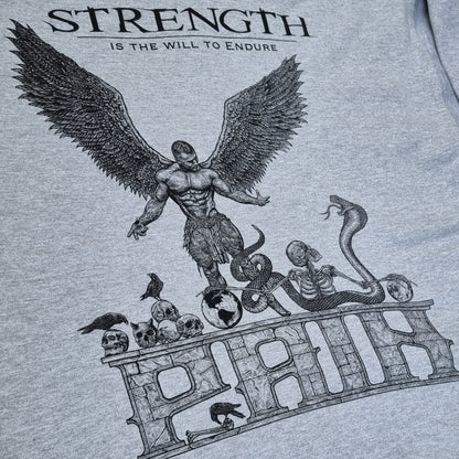 "STRENGTH" - Leisure/Gym Hoodie Grey